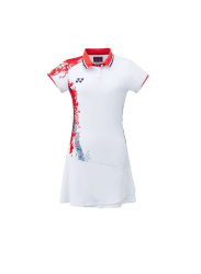 YONEX - CHINA OLYMPIC TEAM UNIFORM WOMEN'S DRESS WITH INNER SHORTS -  WHITE/RED  - 20680EX - Euro L