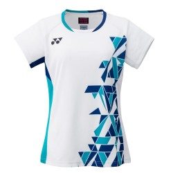 YONEX - WOMEN'S BADMINTON SHIRT - WHITE / TURQUOISE - 20635EX - Euro L