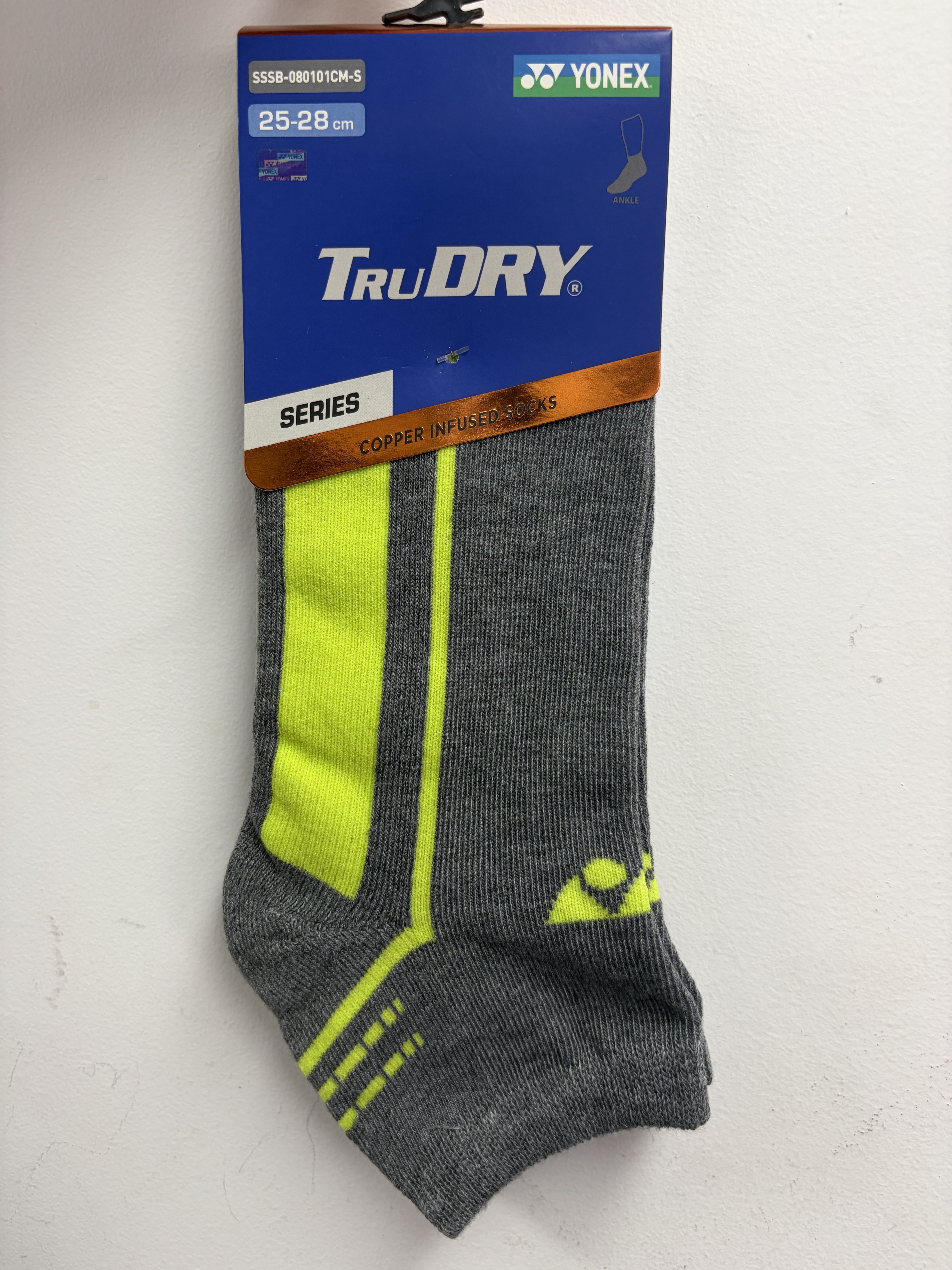 YONEX - TruDRY SOCKS - GREY / LIME - SSSB-080101CM-S