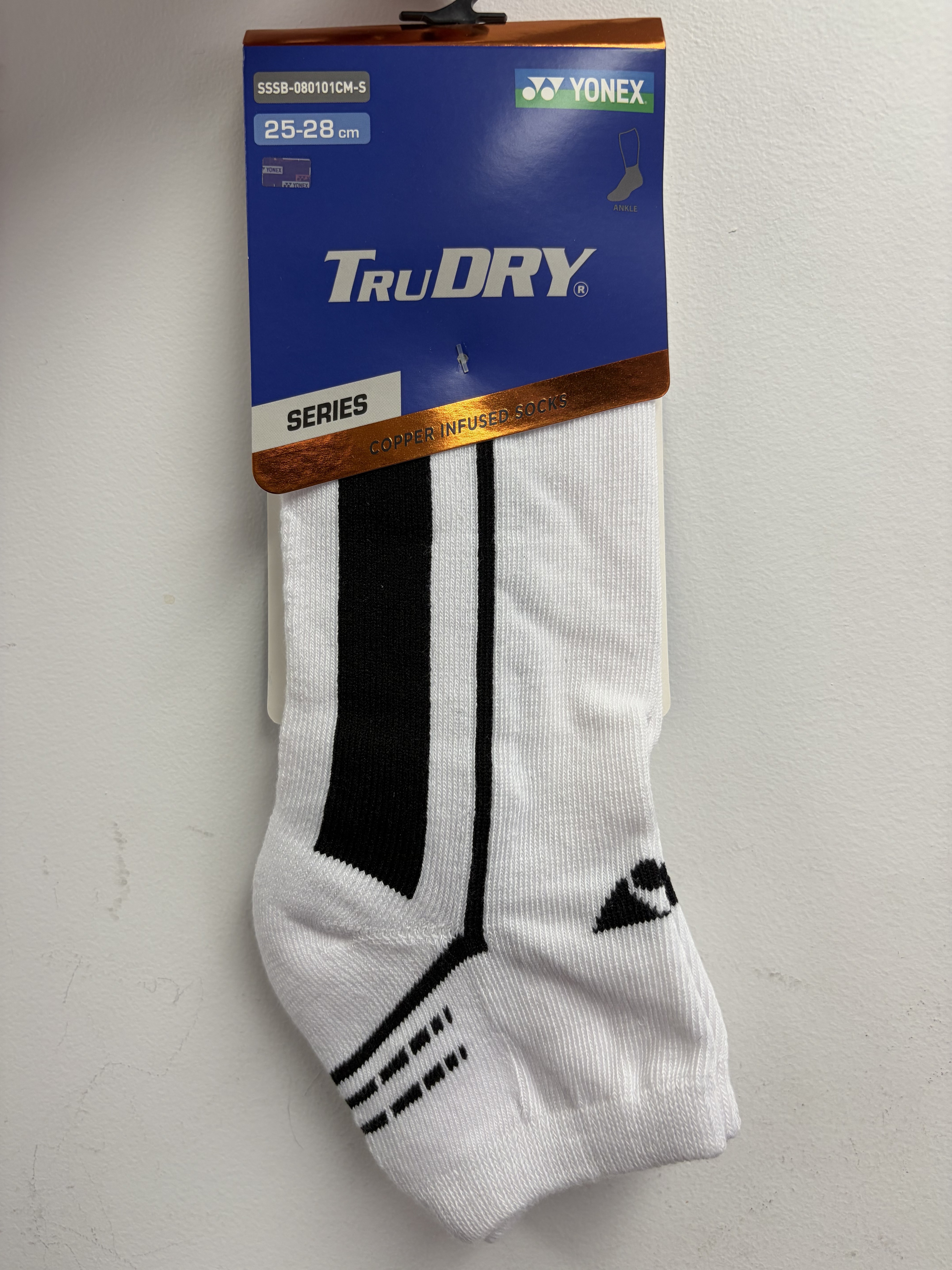YONEX - TruDRY SOCKS - WHITE / BLACK - SSSB-080101CM-S
