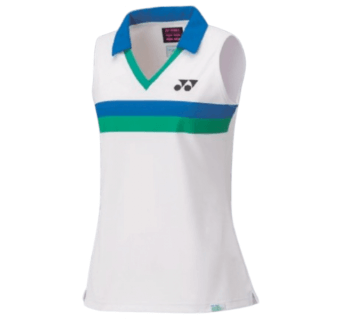 YONEX - 75TH ELITE WOMEN'S SLEEVELESS POLO SHIRT 20627AEX - WHITE - Euro M