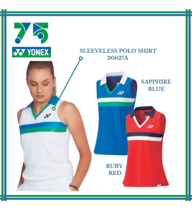 YONEX - 75TH ELITE WOMEN'S SLEEVELESS POLO SHIRT 20627AEX - SAPPHIRE BLUE - Euro S