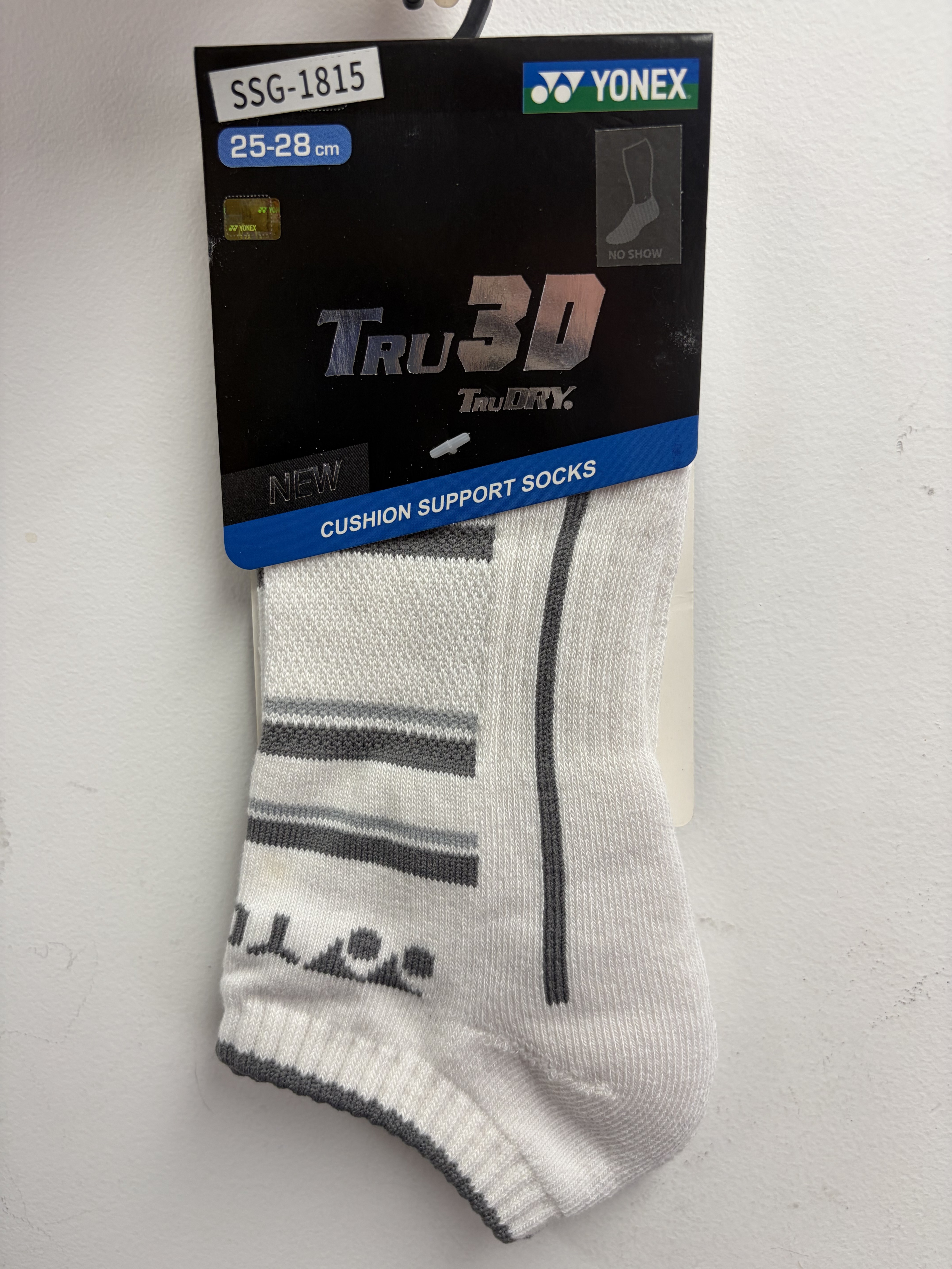 YONEX - TRU 3D TruDRY SOCKS - WHITE / GREY - SSG-1815
