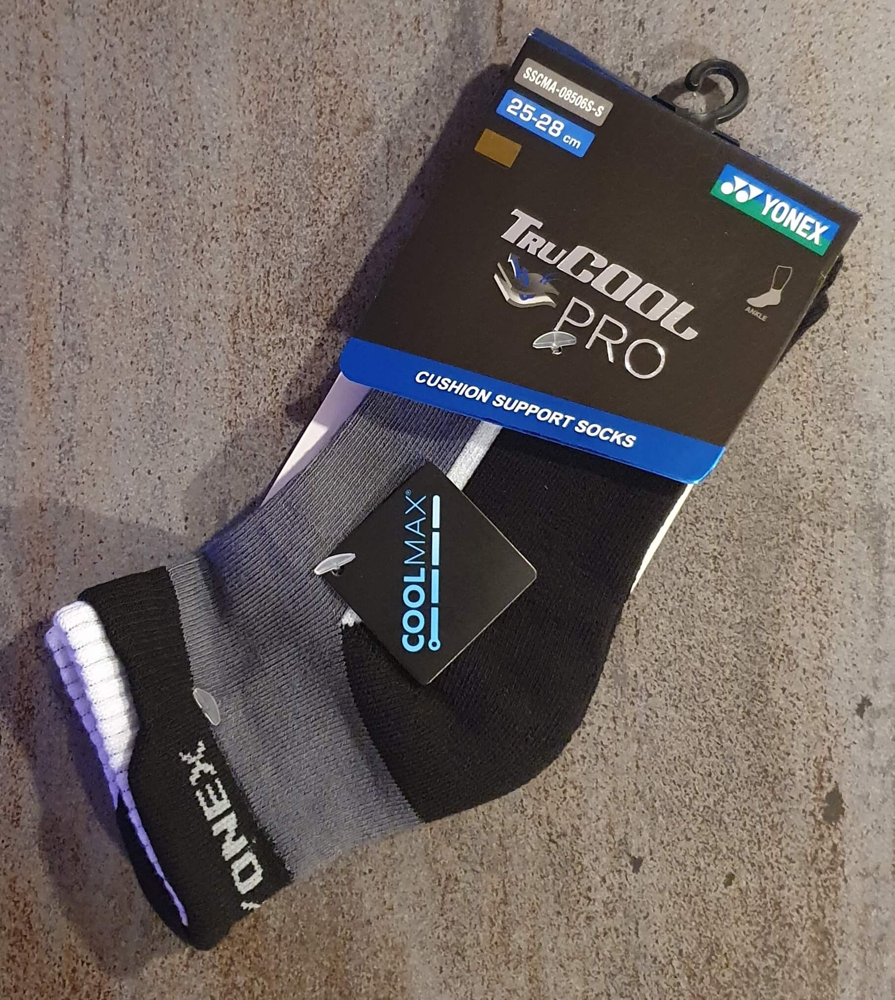 YONEX - TruCOOL PRO 3D SOCKS - GREY / BLACK / WHITE - SSCMA-08506S