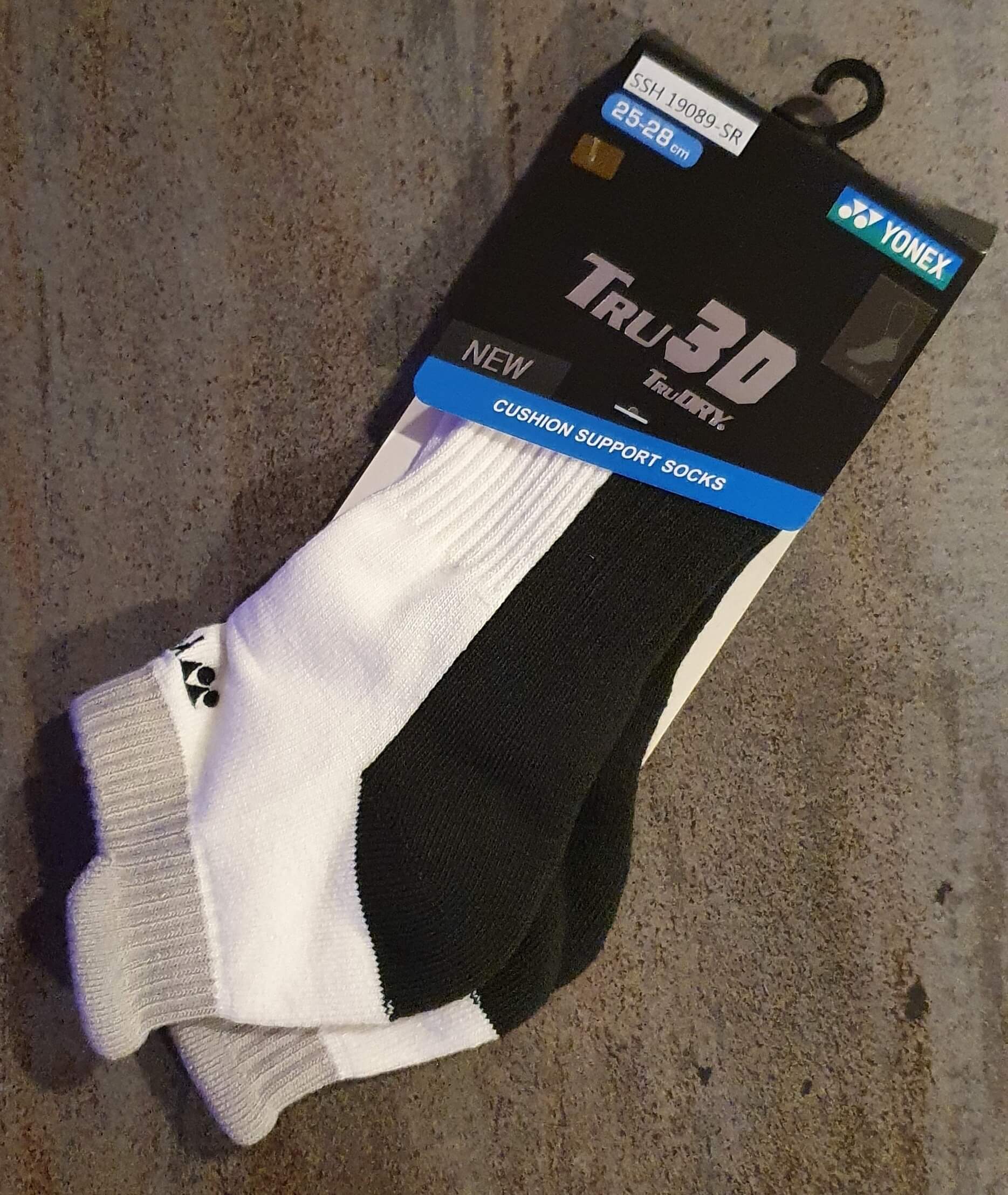 YONEX - TRU 3D TruDRY SOCKS - WHITE / GREY / BLACK - SSH-19089