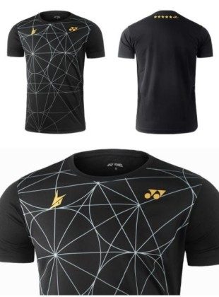 Black Yonex 16436 Men's T-Shirt Lin Dan Collection 