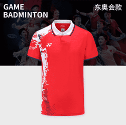 YONEX - CHINA OLYMPIC TEAM UNIFORM MEN'S SHIRTS - RED / WHITE  - 10482EX - Euro S