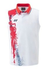 YONEX - CHINA OLYMPIC TEAM UNIFORM MEN'S SLEEVELESS SHIRTS - WHITE / RED - 10483EX - Euro M