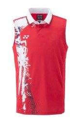 YONEX - CHINA OLYMPIC TEAM UNIFORM MEN'S SLEEVELESS SHIRTS - RED / WHITE  - 10483EX - Euro L